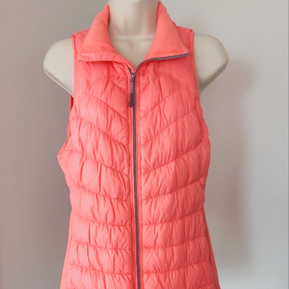 Tangerine Duck Down Puffer Vest Peach Small
